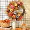 Fall Wreaths for Front Door Outside - 18" Artificial Pumpkin Hydrangea Flowers Maple Leaves and Berries for Porch Wall Window Halloween Thanksgiving Indoor Outdoor Decorations